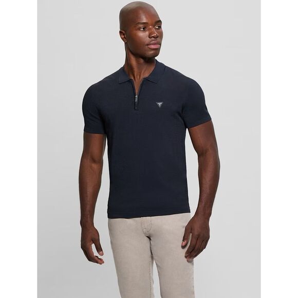 Guess NWT Dane Zip Polo Smart Blue XL - Picture 5 of 6